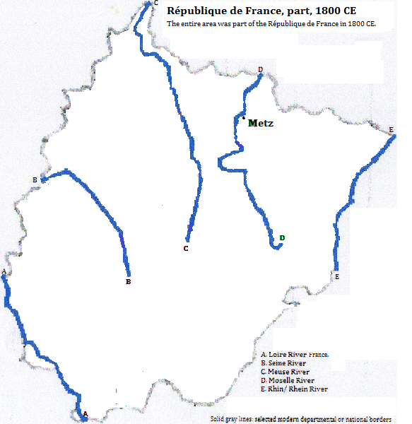 map showing part of the République de France, 1800 CE
