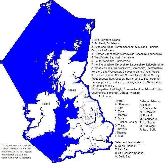 map of the United Kingdom of Great Britain and Northern Ireland, part, 2000 CE