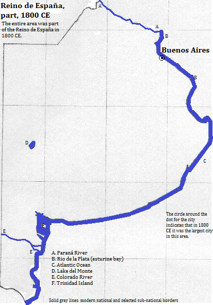 map showing Buenos Aires Provice and the Federal District, 1800 CE