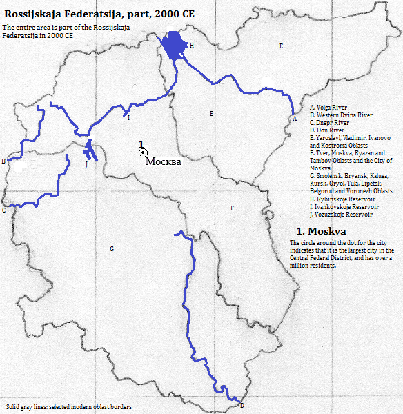 map showing part of Rossijskaya Federatsija (the Russian Federation), 2000 CE