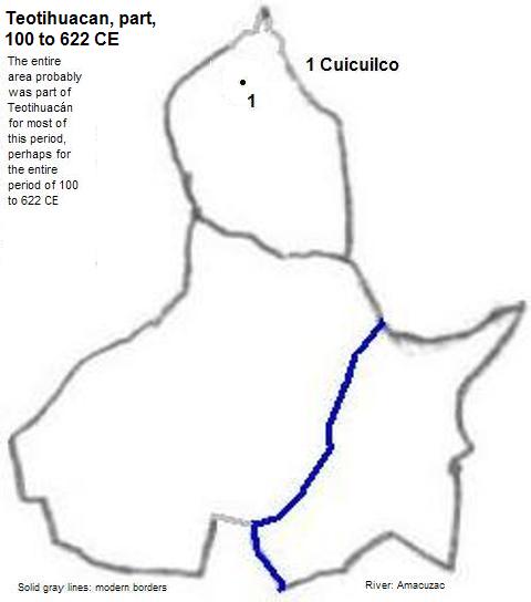 map showing part of Teotihuacán, 100 to 622 CE