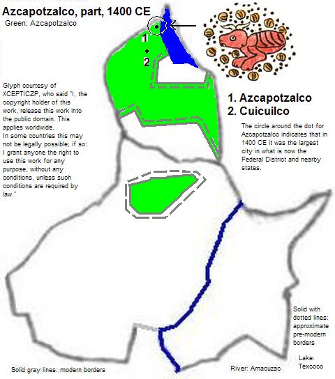 map showing part of Azcapotzalco, 1400 CE
