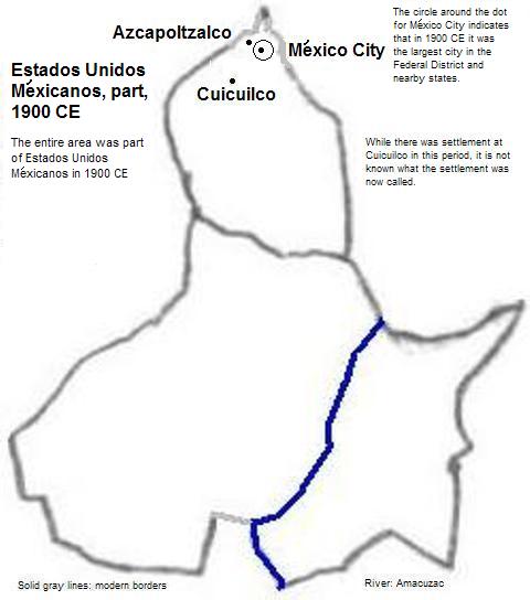 map showing part of Estados Unidos Méxicanos (United States of Mexico), 1900 CE