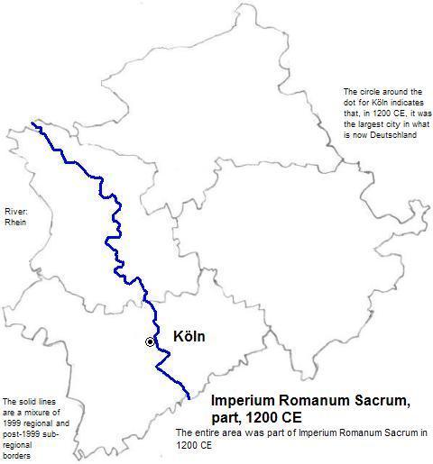 map showing part of Imperium Romanum Sacrum, 1200 CE