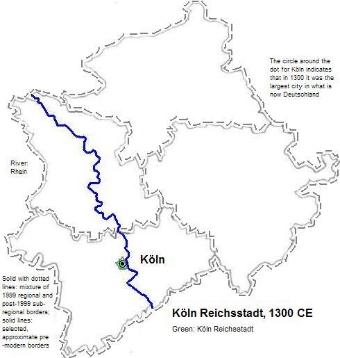 map showing Köln Reichsstadt, 1300 CE