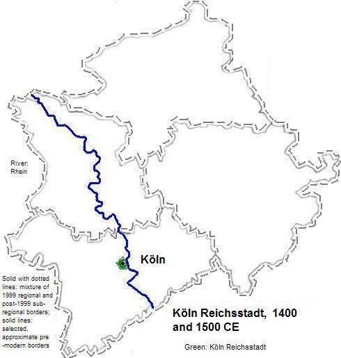 map showing Köln Reichsstadt, 1400 and 1500 CE