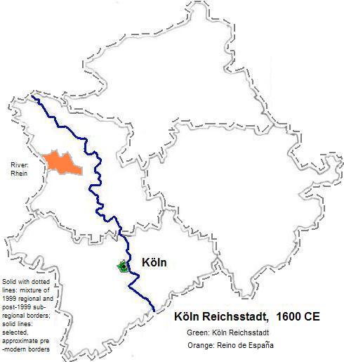 map showing Köln Reichsstadt, 1600 CE