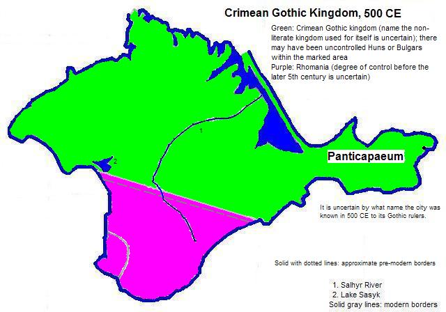 map showing the Crimean Gothic kingdom 500 CE