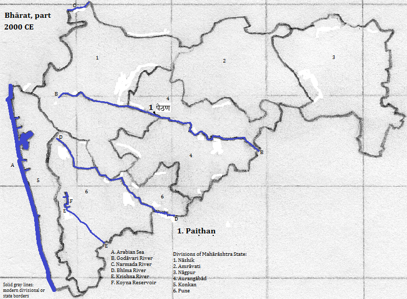 map showing part of Bhārat (India), 2000 CE