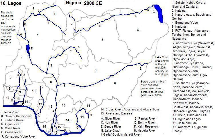 map showing Nigeria, 2000 CE