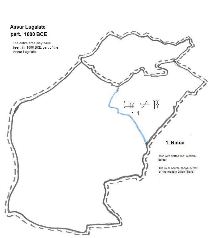 map showing part of the Assur Lugalate, 1000 BCE