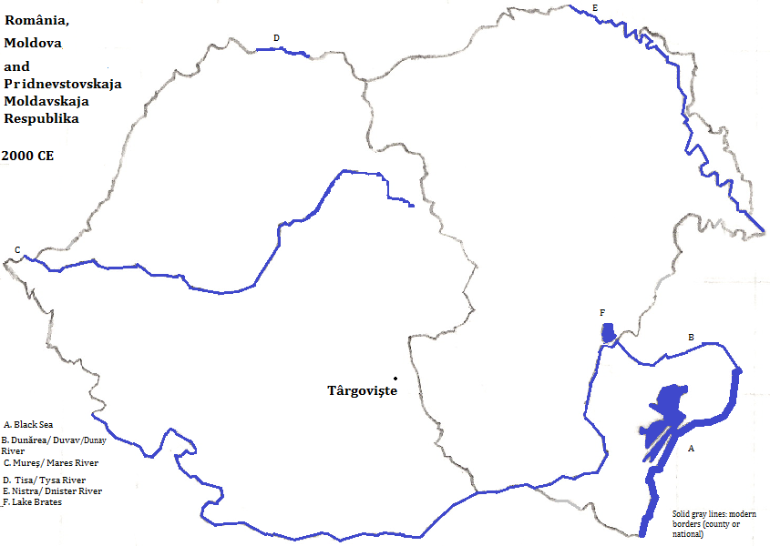 map showing România, Moldova and 
Pridnestrovskaja Moldavskaja Respublika, 2000 CE