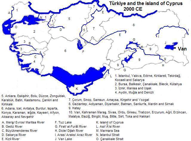 map showing Türkiye, Kýpros and Kıbrıs, 2000 CE