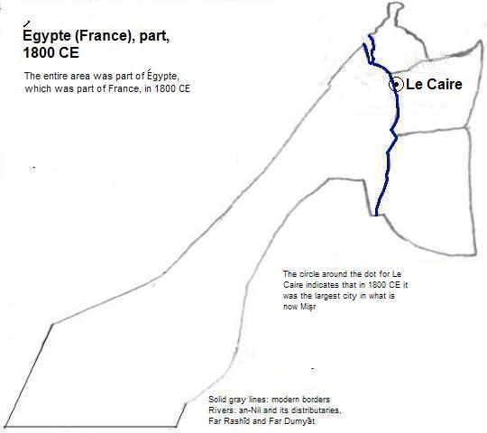 map showing part of the part of Égypte (Egypt), which was part of France, 1800 CE