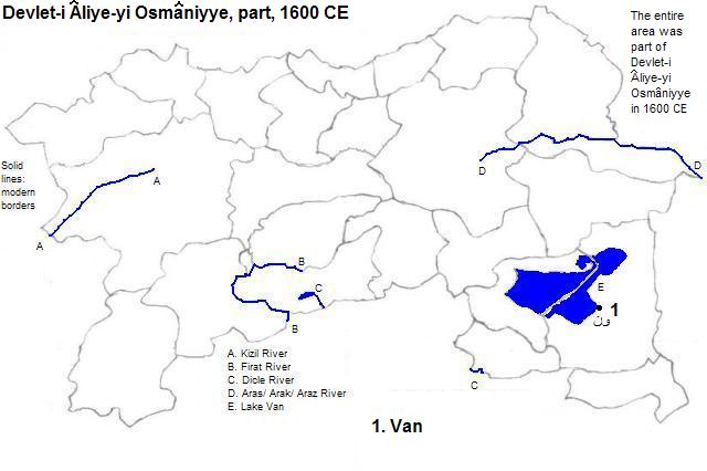 map showing part of Devlet-i Âliye-yi Osmâanyye, 1600 CE