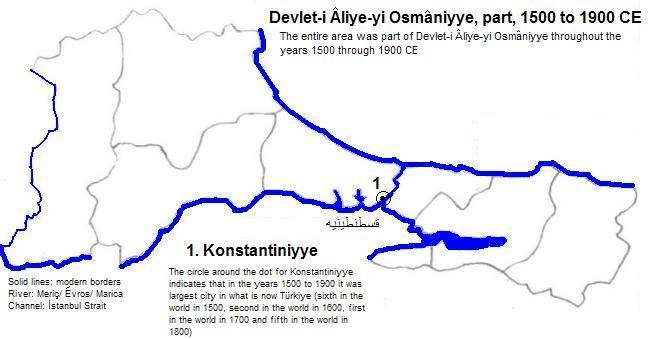 map showing part of Devlet-i Âliye-yi Osmâniyye, 1500 to 1900 CE