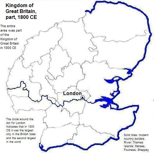 map of the Kingdom of Great Britain, part, 1800 CE