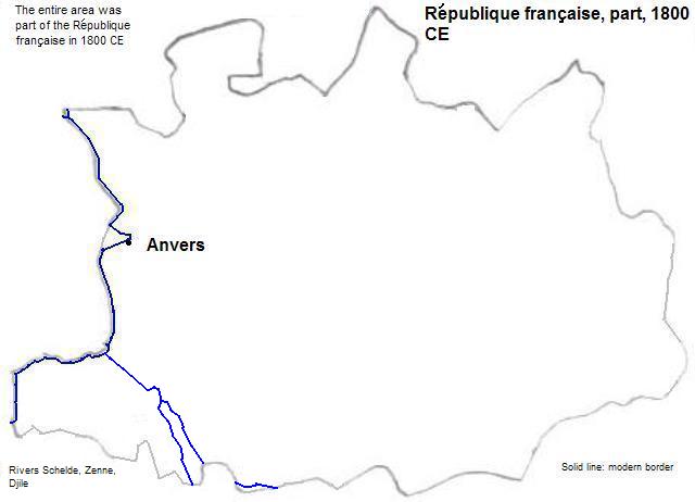 map showing part of the République française, 1800 CE