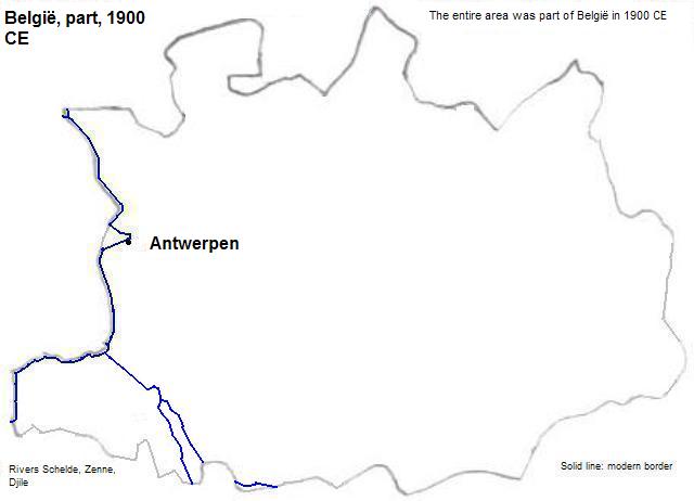 map showing part of België, 1900 CE