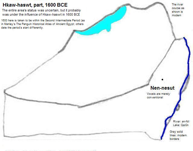 map showing part of ḥʒḳw-ḫḳswt (Hyksos state) 1600 BCE