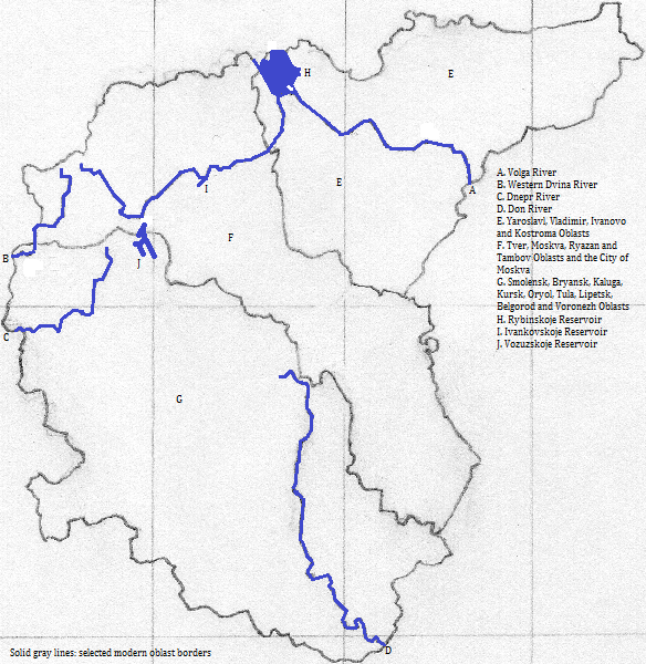 map of the Central Federal District of Rossija (Russia)