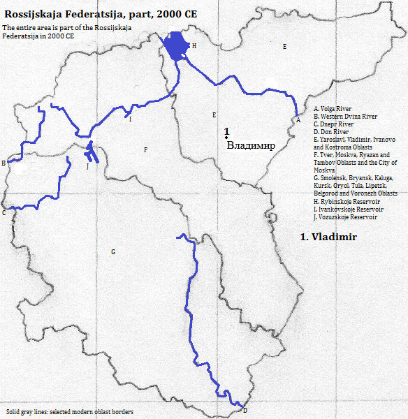 map showing part of Rossijskaya Federatsija (the Russian Federation), 2000 CE