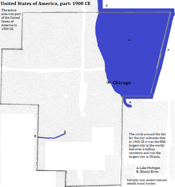 map of ten counties around Chicago, 1900 CE