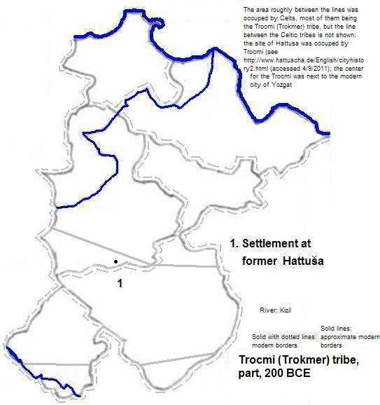 map showing part of Trokmi tribal area, 200 BCE