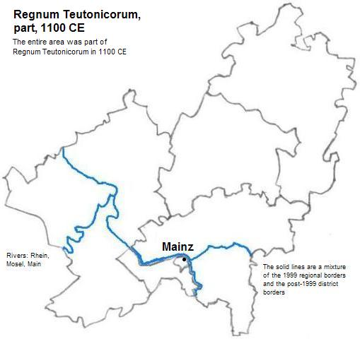 map showing part of Regnum Teutonicum, 1100 CE