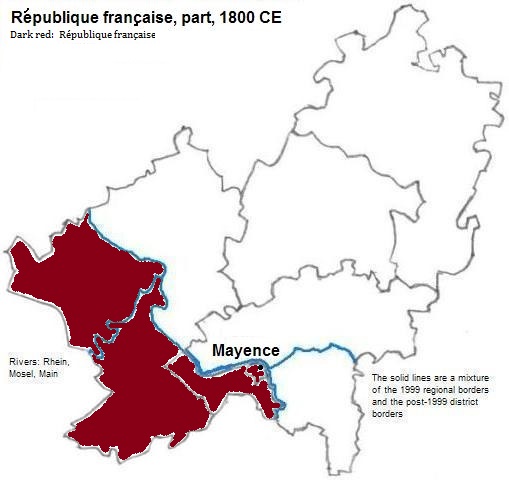 map showing part of the République française, 1800 CE