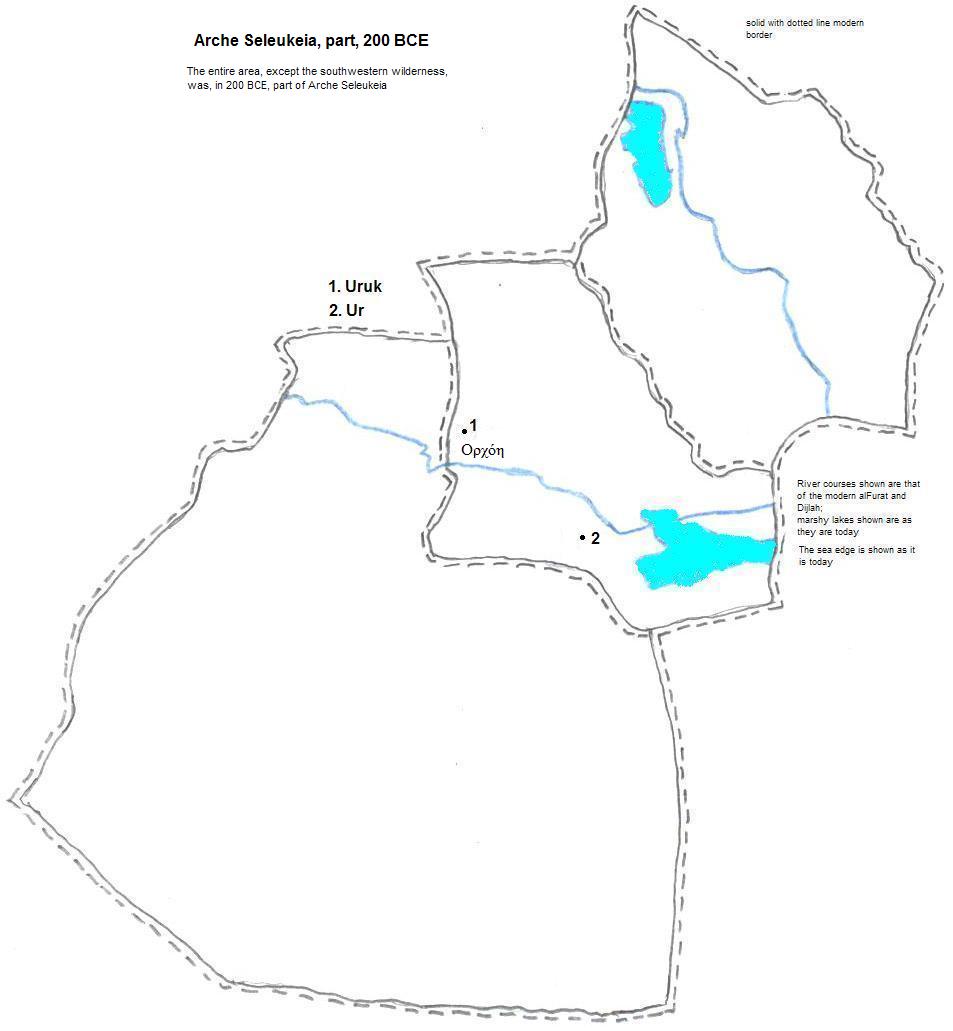 map showing parts of Arche Seleukeia, 200 BCE