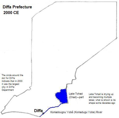 map showing Diffa Prefecture, 2000 CE