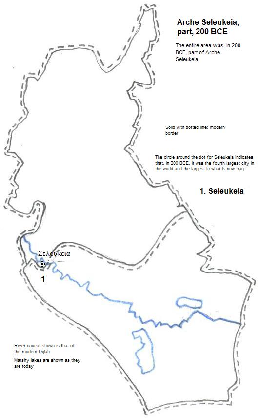 map showing part of the Arche Seleukeia, 200 BCE