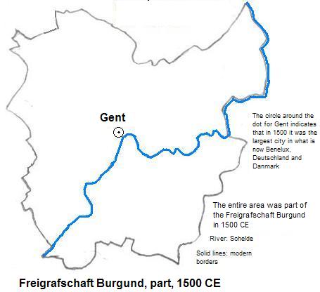 map showing part of the Freigrafschaft Burgund, 1500 CE