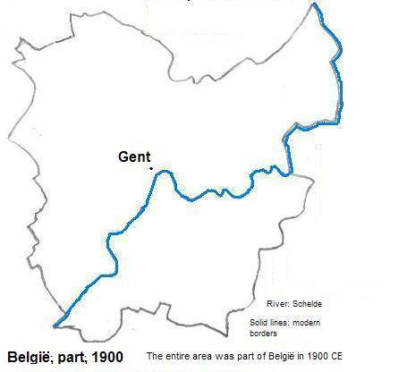 map showing part of België, 1900 CE