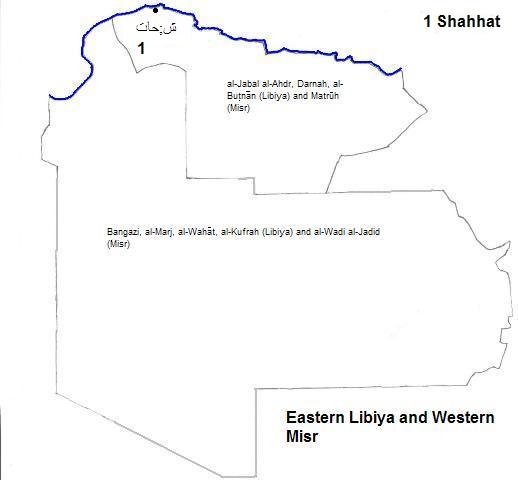 map of eastern Libiya (Libya) and western Egypt (Misr), 2000 CE