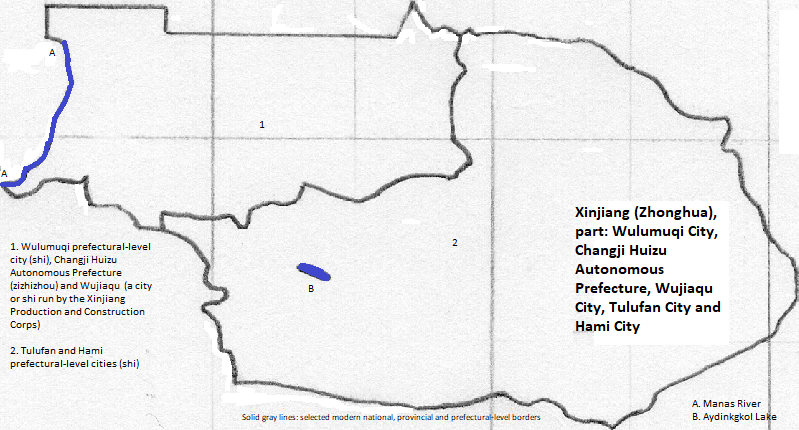 map of eastern Xīnjiāng