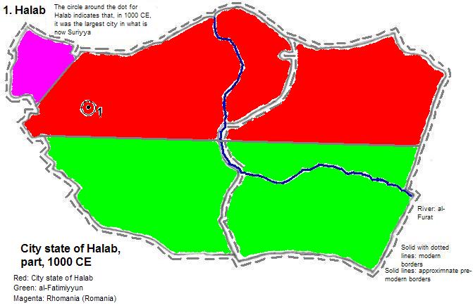 map showing part of the city state of Halab, 1000 CE