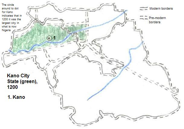 map showing part of Kano City State, 1200