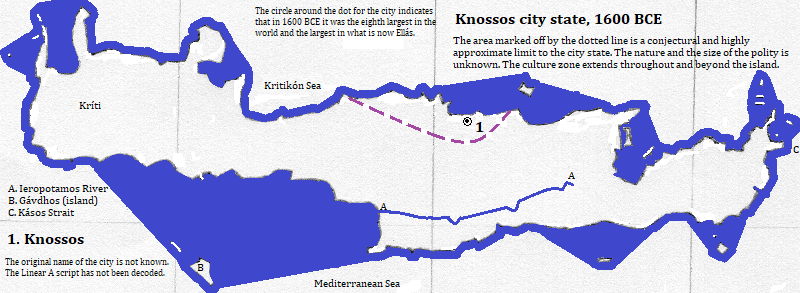 map of Kríti, 1600 BCE