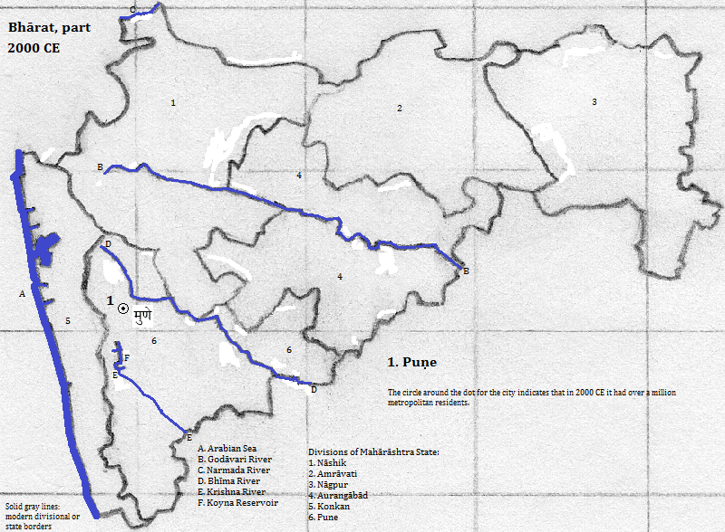 map showing part of Bhārat (India), 2000 CE