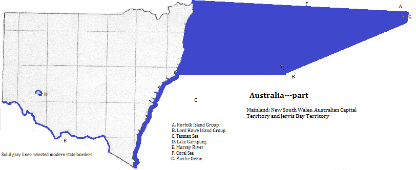 map of the New South Wales, the ACT, Jervis Bay Territory and Norfolk Island