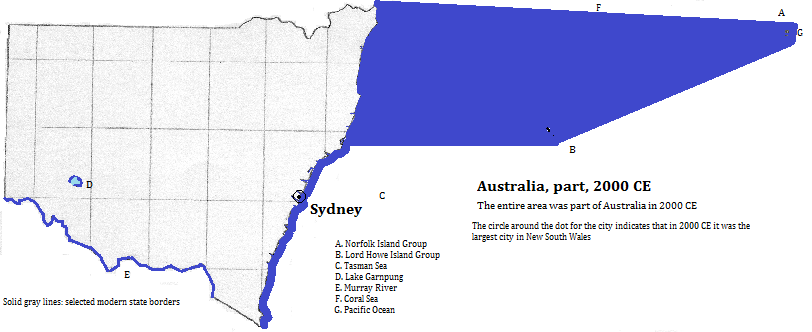 map showing part of Australia, 2000 CE