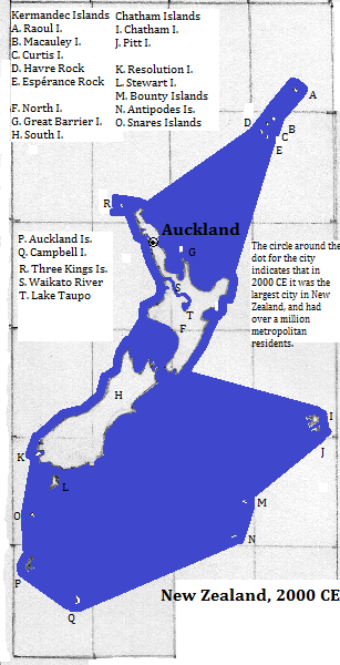 map showing New Zealand, 2000 CE