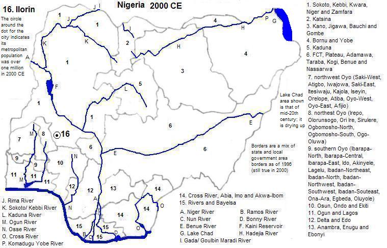 map showing Nigeria, 2000 CE