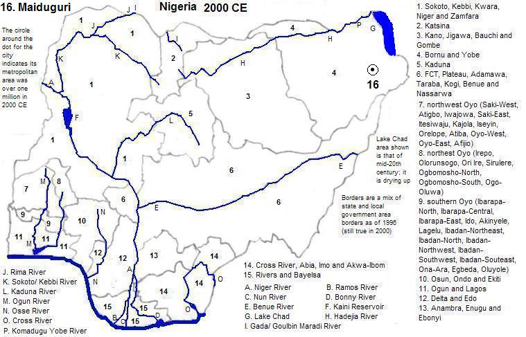 map showing Nigeria, 2000 CE