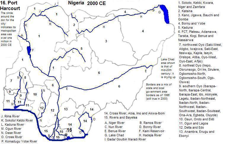 map showing Nigeria, 2000 CE