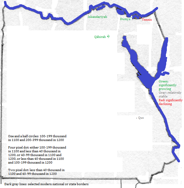map showing Miṣr cities 1100-1200