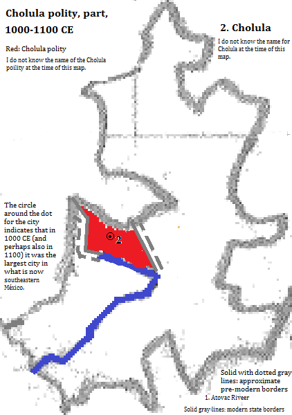 map showing Puebla state, México, 1000-1100 CE