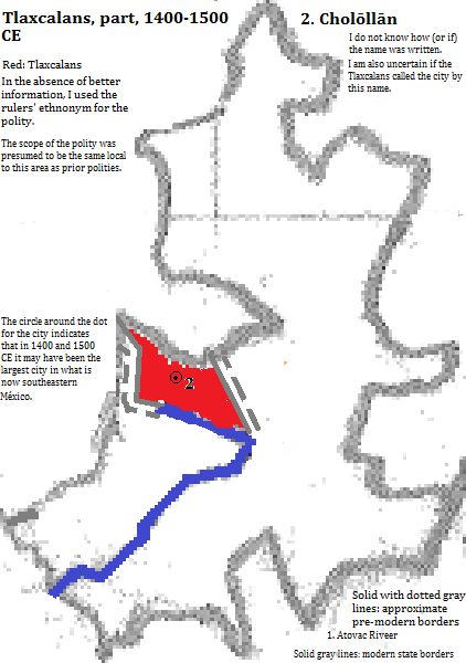 map showing Puebla state, México, 1400-1500 CE